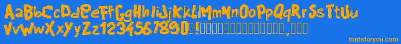 Pwbigblocks-fontti – oranssit fontit sinisellä taustalla