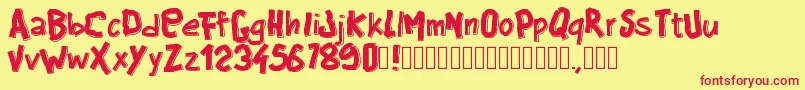 Pwbigblocks Font – Red Fonts on Yellow Background