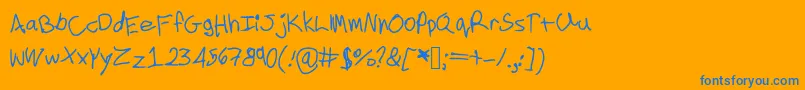 Cookielove-Schriftart – Blaue Schriften auf orangefarbenem Hintergrund