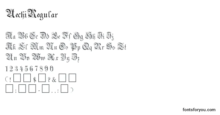A fonte UechiRegular – alfabeto, números, caracteres especiais