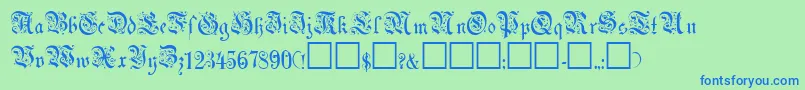 UechiRegular-Schriftart – Blaue Schriften auf grünem Hintergrund