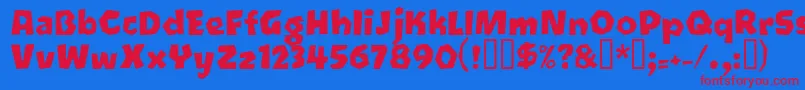 Oetztype Font – Red Fonts on Blue Background