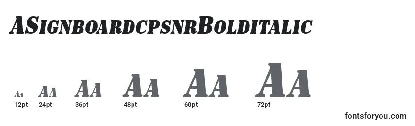 Размеры шрифта ASignboardcpsnrBolditalic