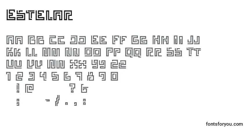 A fonte Estelar – alfabeto, números, caracteres especiais