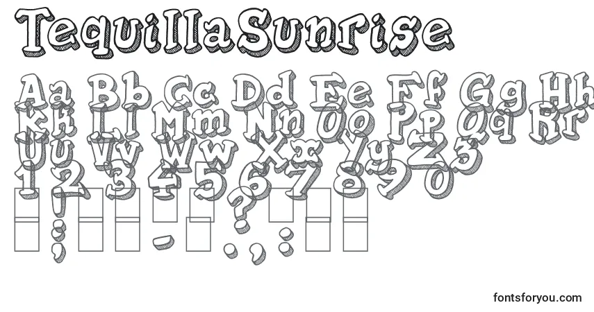 Schriftart TequillaSunrise – Alphabet, Zahlen, spezielle Symbole