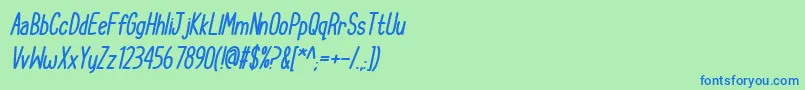 CupcakeSmilesBoldItalic Font – Blue Fonts on Green Background