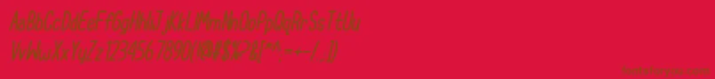 CupcakeSmilesBoldItalic-Schriftart – Braune Schriften auf rotem Hintergrund