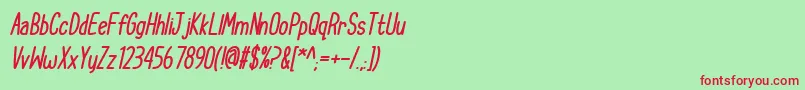 CupcakeSmilesBoldItalic Font – Red Fonts on Green Background