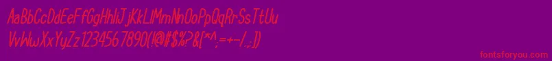 CupcakeSmilesBoldItalic-Schriftart – Rote Schriften auf violettem Hintergrund