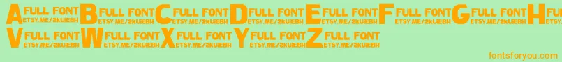CarsonDemo-Schriftart – Orangefarbene Schriften auf grünem Hintergrund