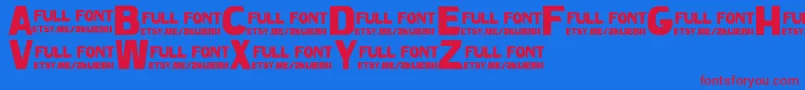 CarsonDemo-fontti – punaiset fontit sinisellä taustalla