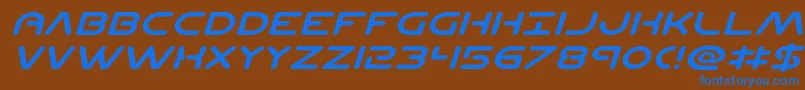 フォントPlanetncompactexpandital – 茶色の背景に青い文字