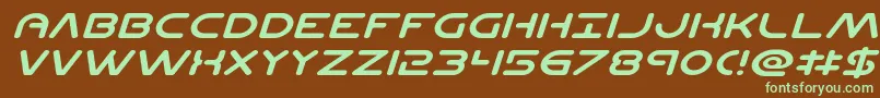 Czcionka Planetncompactexpandital – zielone czcionki na brązowym tle