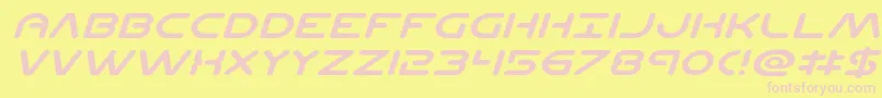 フォントPlanetncompactexpandital – ピンクのフォント、黄色の背景