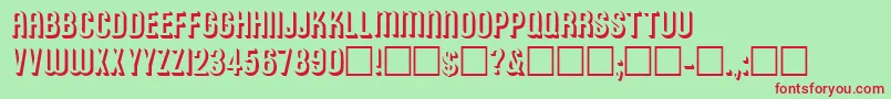 RoundedreliefRegular-fontti – punaiset fontit vihreällä taustalla
