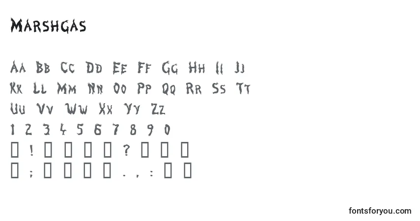 Schriftart Marshgas – Alphabet, Zahlen, spezielle Symbole