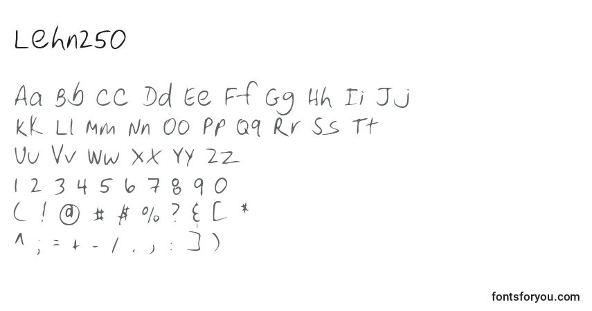 Czcionka Lehn250 – alfabet, cyfry, specjalne znaki