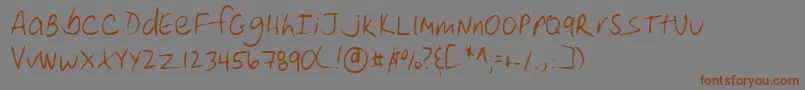 フォントLehn250 – 茶色の文字が灰色の背景にあります。