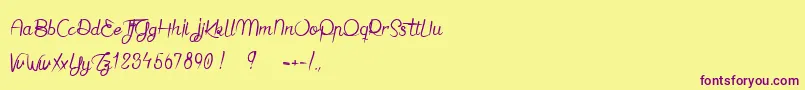 JaimeBienLeDimanche Font – Purple Fonts on Yellow Background