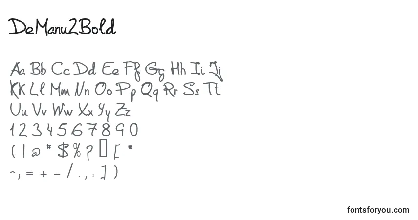 Schriftart DeManu2Bold – Alphabet, Zahlen, spezielle Symbole
