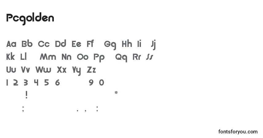 Schriftart Pcgolden – Alphabet, Zahlen, spezielle Symbole