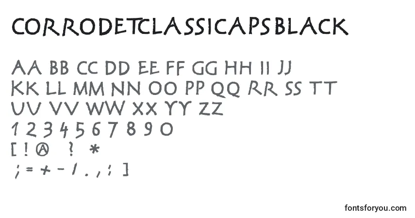A fonte CorrodetclassicapsBlack – alfabeto, números, caracteres especiais