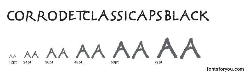 CorrodetclassicapsBlack Font Sizes