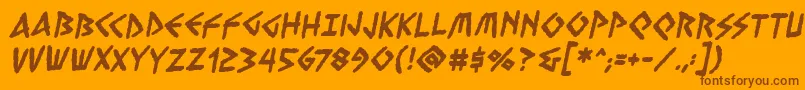 Saiba mais sobre a fonte VengefulgodsbbBold Fonte VengefulgodsbbBold – fontes marrons em um fundo laranja