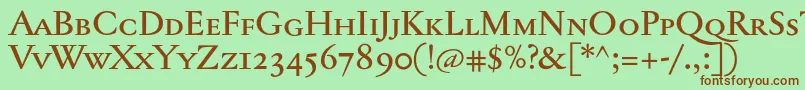 Jannontextmedsc-Schriftart – Braune Schriften auf grünem Hintergrund