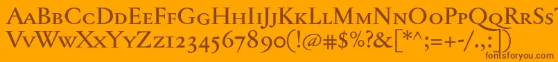 Jannontextmedsc-fontti – ruskeat fontit oranssilla taustalla