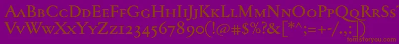 Jannontextmedsc-Schriftart – Braune Schriften auf violettem Hintergrund