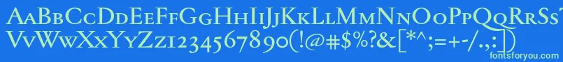 Jannontextmedsc Font – Green Fonts on Blue Background
