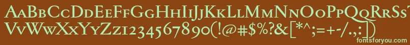 Шрифт Jannontextmedsc – зелёные шрифты на коричневом фоне