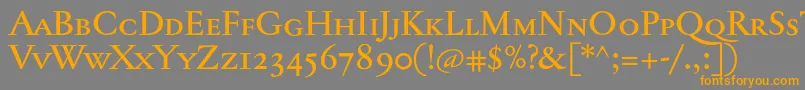 フォントJannontextmedsc – オレンジの文字は灰色の背景にあります。