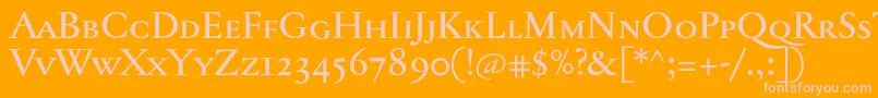 Jannontextmedsc-Schriftart – Rosa Schriften auf orangefarbenem Hintergrund