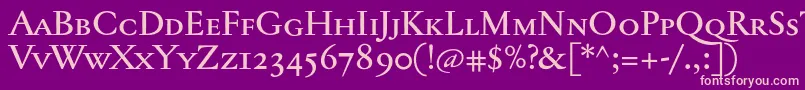 Jannontextmedsc-Schriftart – Rosa Schriften auf violettem Hintergrund