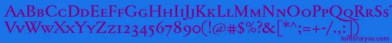 Шрифт Jannontextmedsc – фиолетовые шрифты на синем фоне
