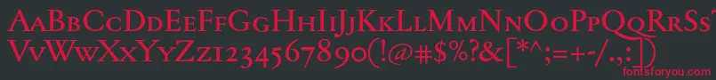 フォントJannontextmedsc – 黒い背景に赤い文字