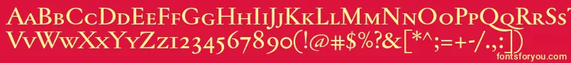 Jannontextmedsc Font – Yellow Fonts on Red Background