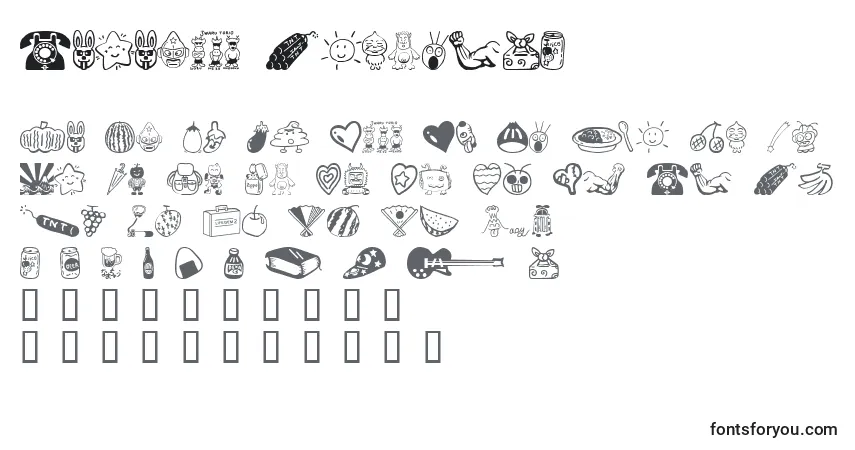 Schriftart Sakabe Things01 – Alphabet, Zahlen, spezielle Symbole