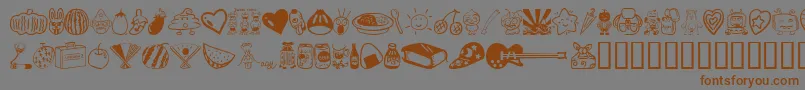 フォントSakabe Things01 – 茶色の文字が灰色の背景にあります。