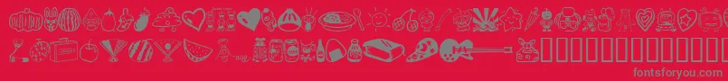 Sakabe Things01-Schriftart – Graue Schriften auf rotem Hintergrund