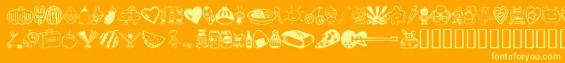 Sakabe Things01-fontti – keltaiset fontit oranssilla taustalla