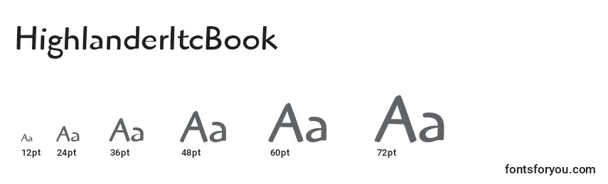 HighlanderItcBook Font Sizes