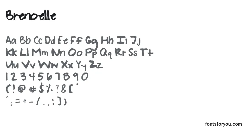 A fonte Brenoelle – alfabeto, números, caracteres especiais