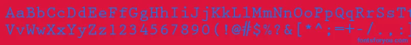 KeyboardEliteSsiBold-Schriftart – Blaue Schriften auf rotem Hintergrund