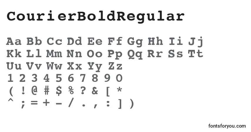 A fonte CourierBoldRegular – alfabeto, números, caracteres especiais