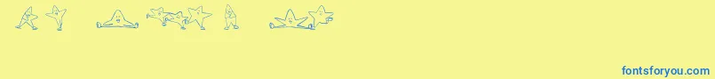 フォントIceStarsIi – 青い文字が黄色の背景にあります。