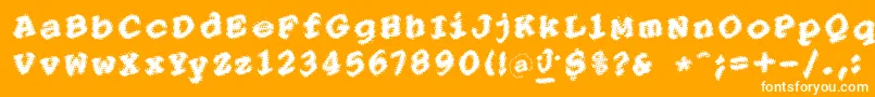 PointersistersBold-Schriftart – Weiße Schriften auf orangefarbenem Hintergrund