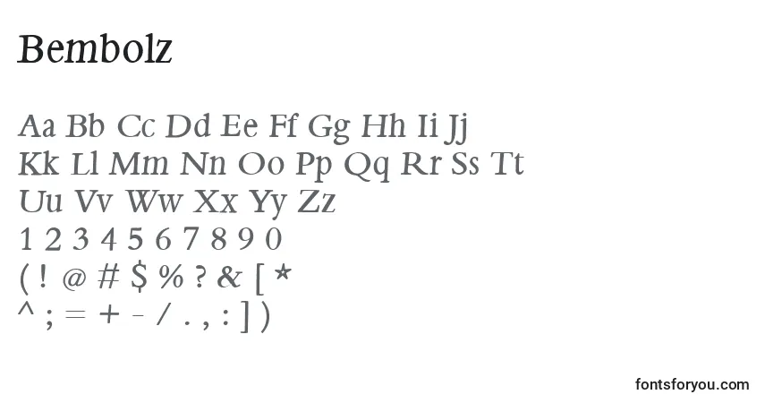 Schriftart Bembolz – Alphabet, Zahlen, spezielle Symbole